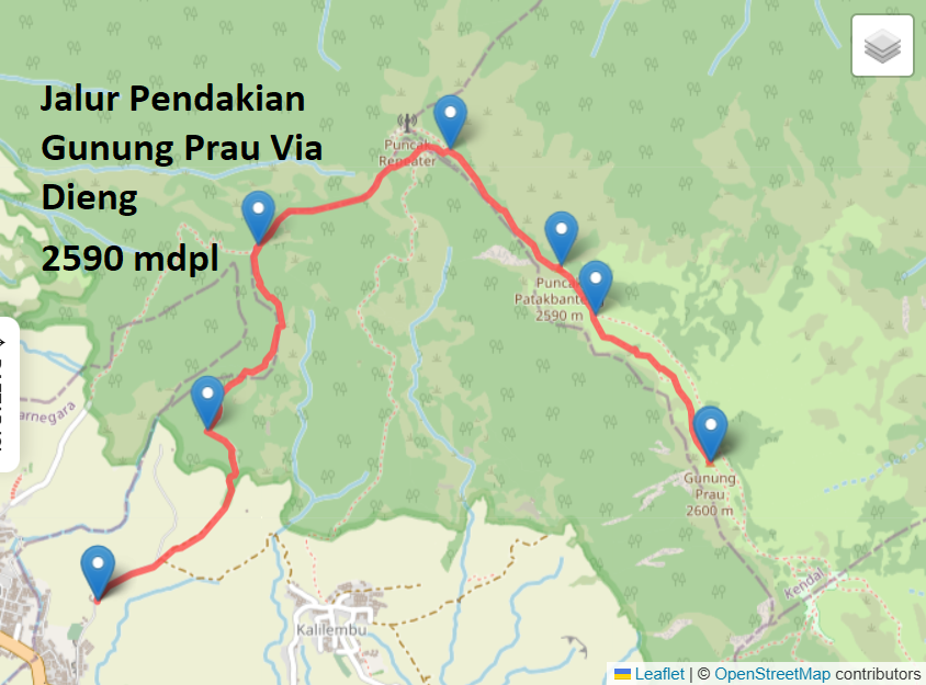 Peta Jalur Pendakian Gunung Prau Via Dieng