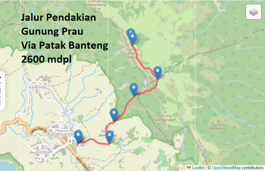 Peta Jalur Pendakian Gunung Prau Via Patak Banteng